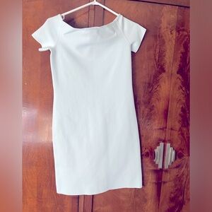 Helmet Lang size small fitted dress baby blue off the shoulder